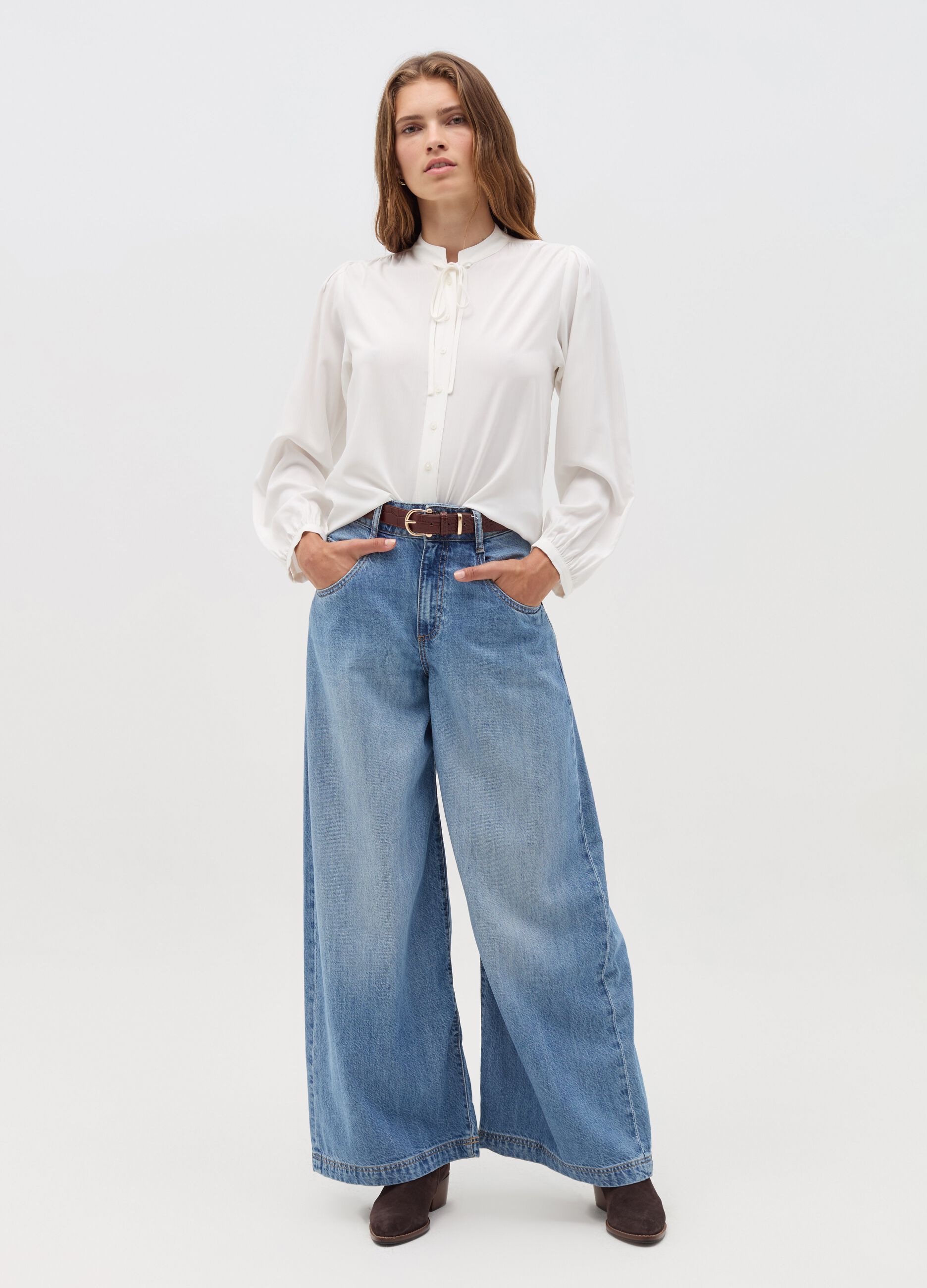 Viscose blouse with scarf