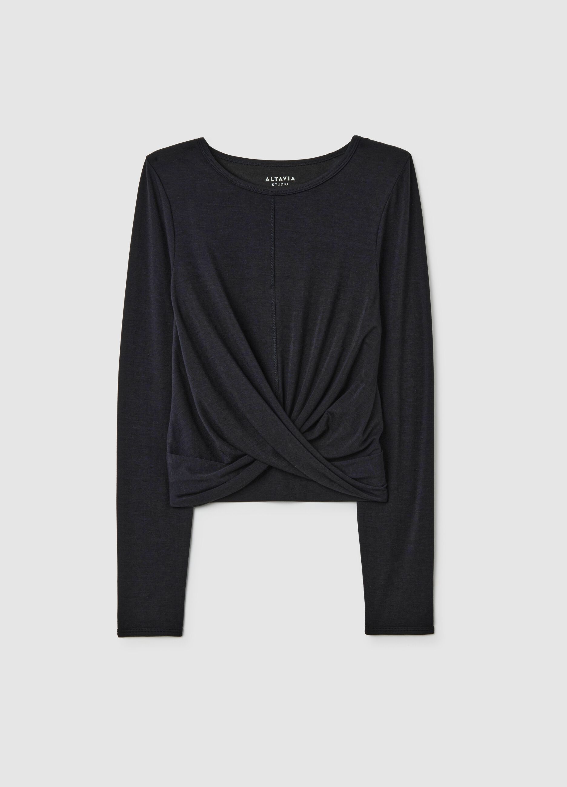 Technical fabric cropped T-shirt with crossover ALTAVIA STUDIO