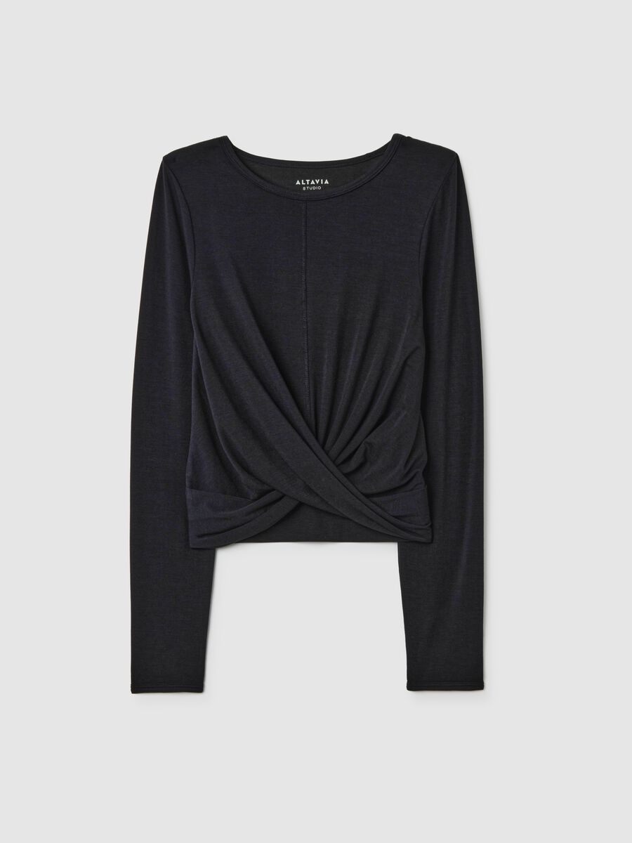 Technical fabric cropped T-shirt with crossover ALTAVIA STUDIO_4