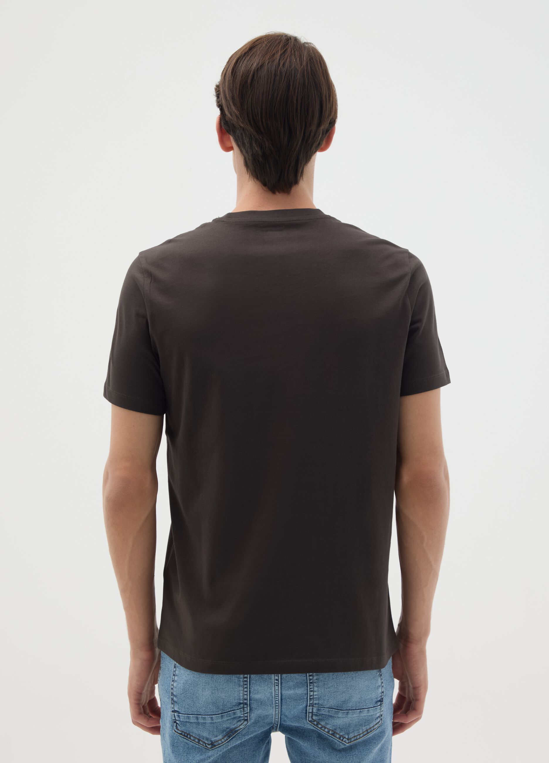 brown pure cotton t-shirt regular fit