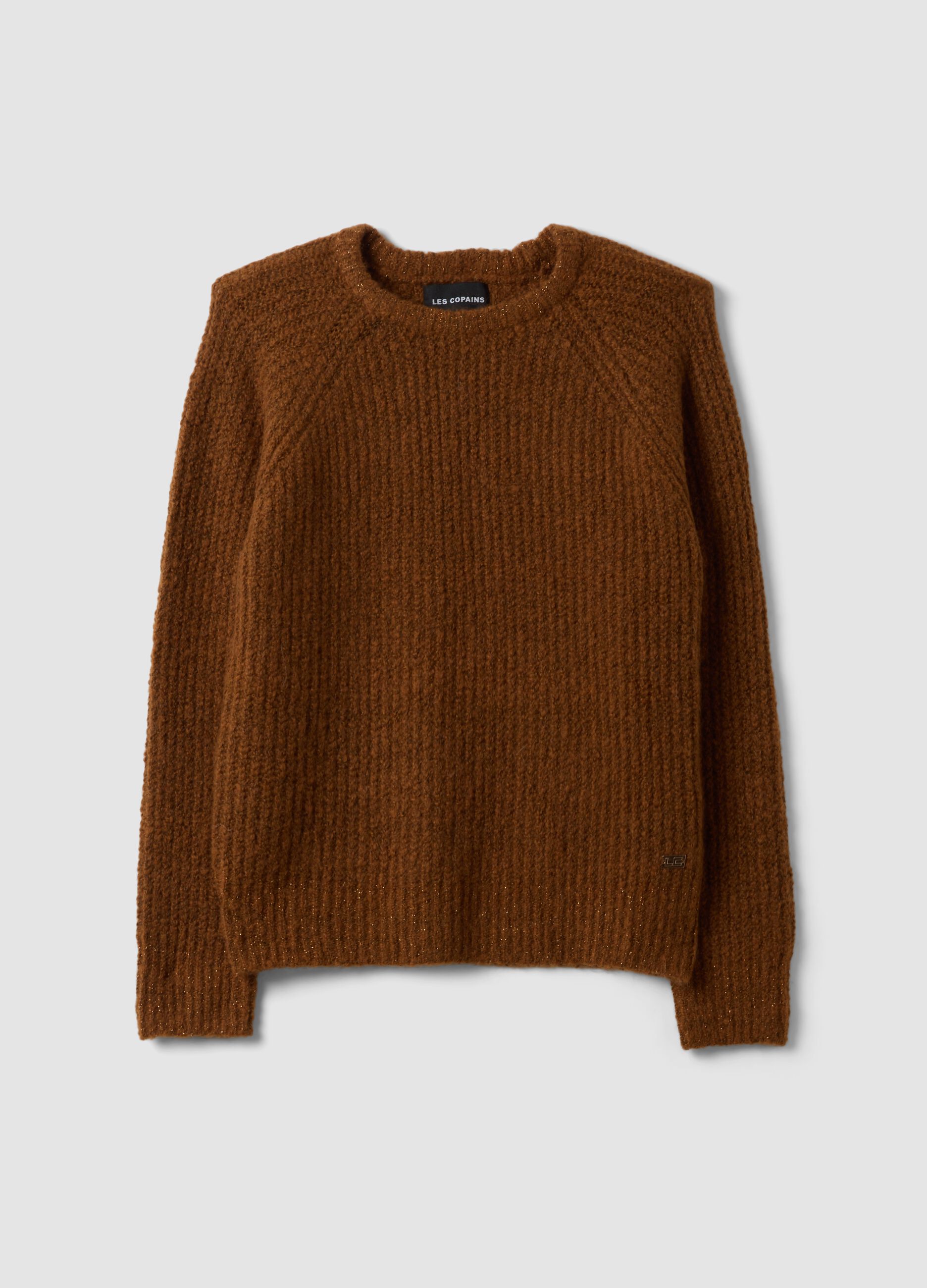 Brown regular-fit ribbed stretch-wool jumper