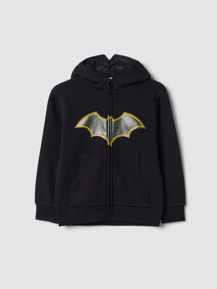 Felpa nera in misto cotone con stampa Batman regular fit_0