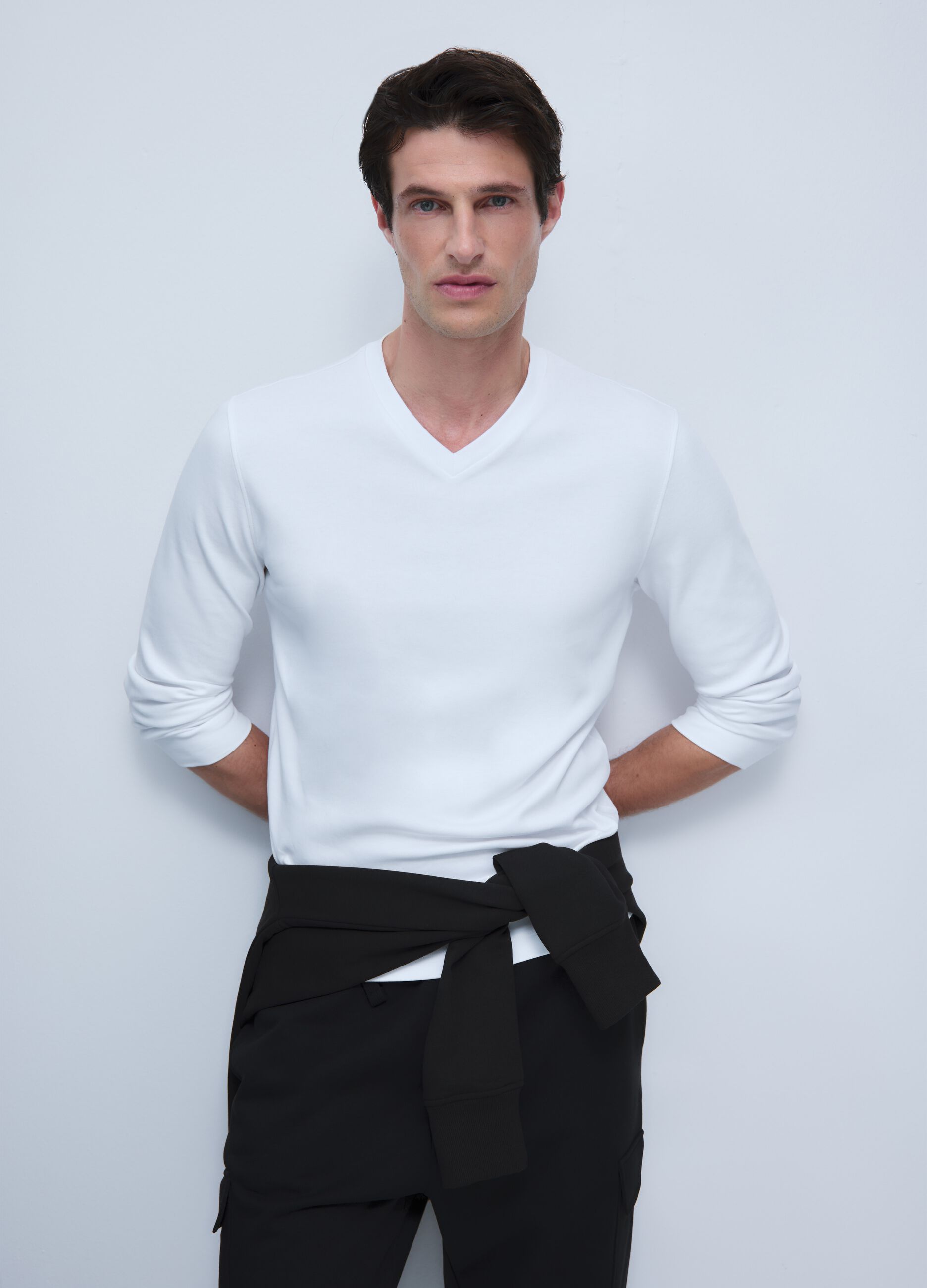 White long-sleeve cotton shirt