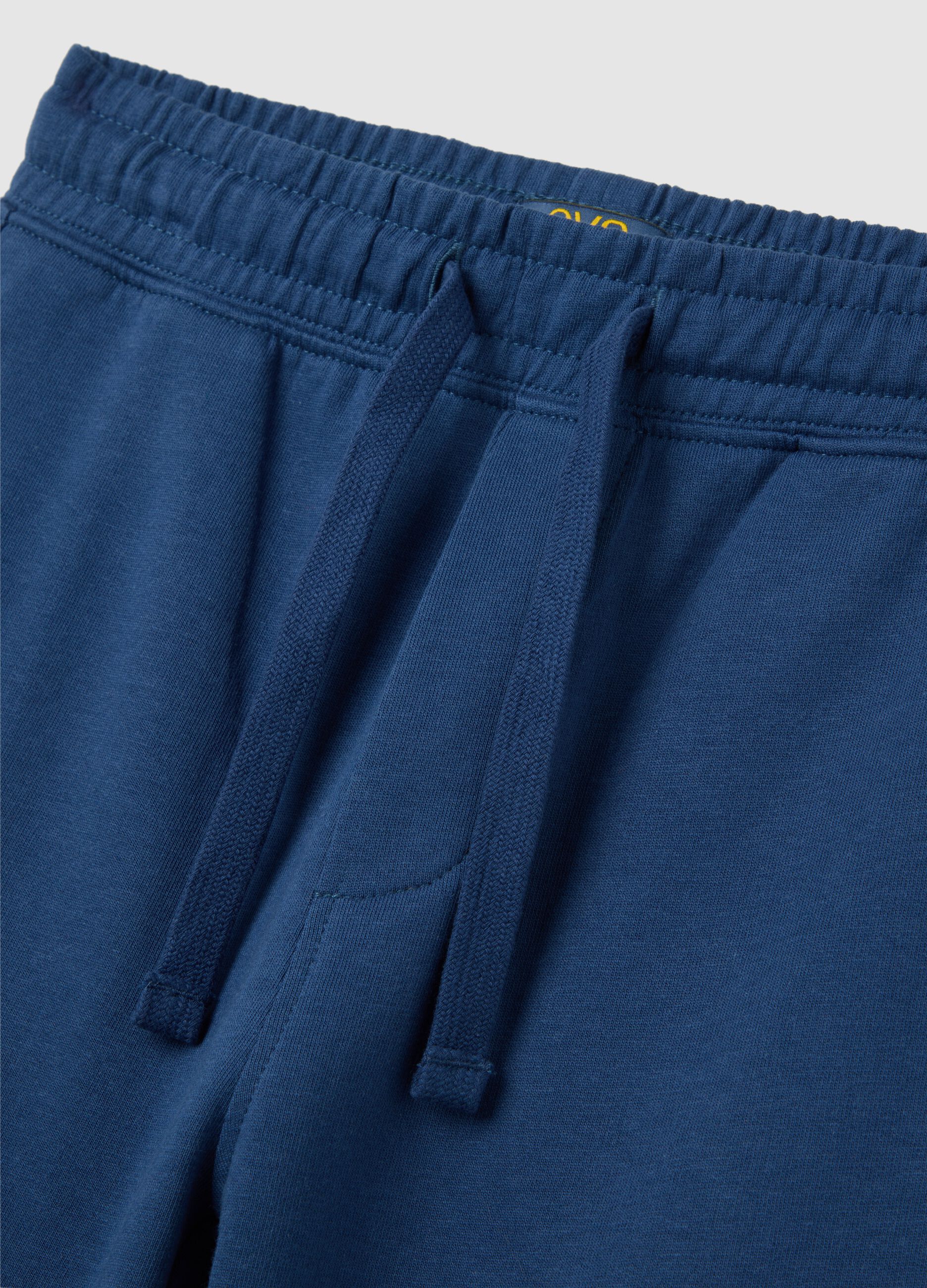 Pantaloni corti da bambino in puro cotone blu regular fit