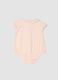 Pink pure-cotton baby girl bodysuit with collar and Minnie embroidery_1