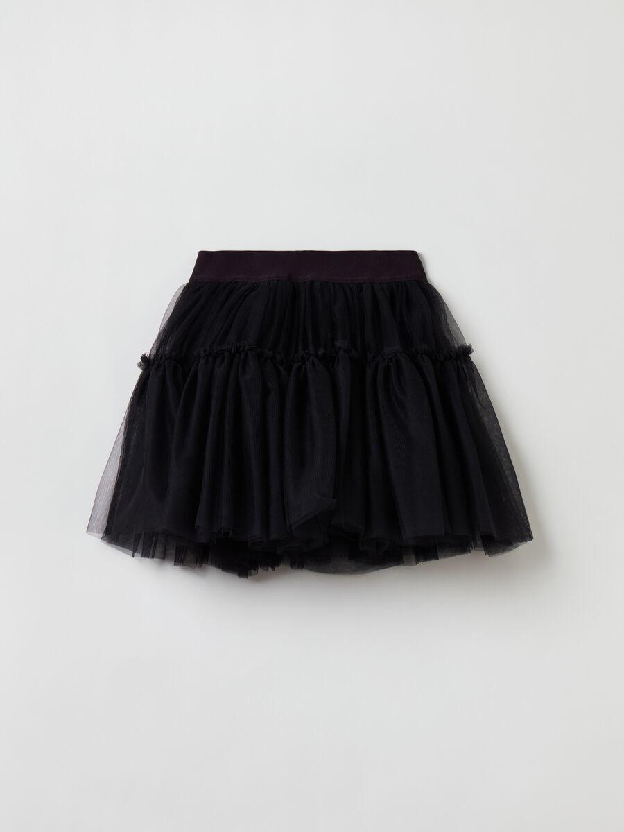 Minigonna in tulle con balza_0