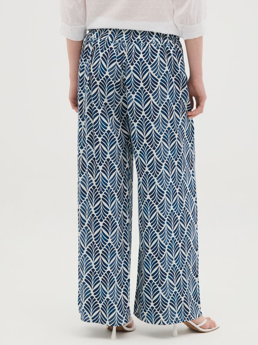Women's Wide-Leg Trousers in Pure Multicolour Viscose Regular Fit_3