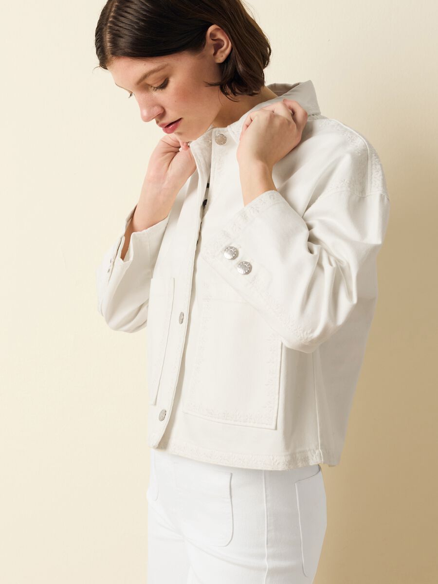 Denim jacket with embroidered details_0