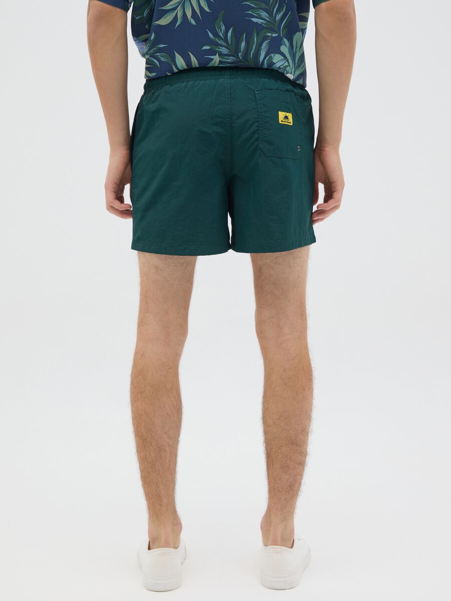 Green mixed fabric swim shorts_3