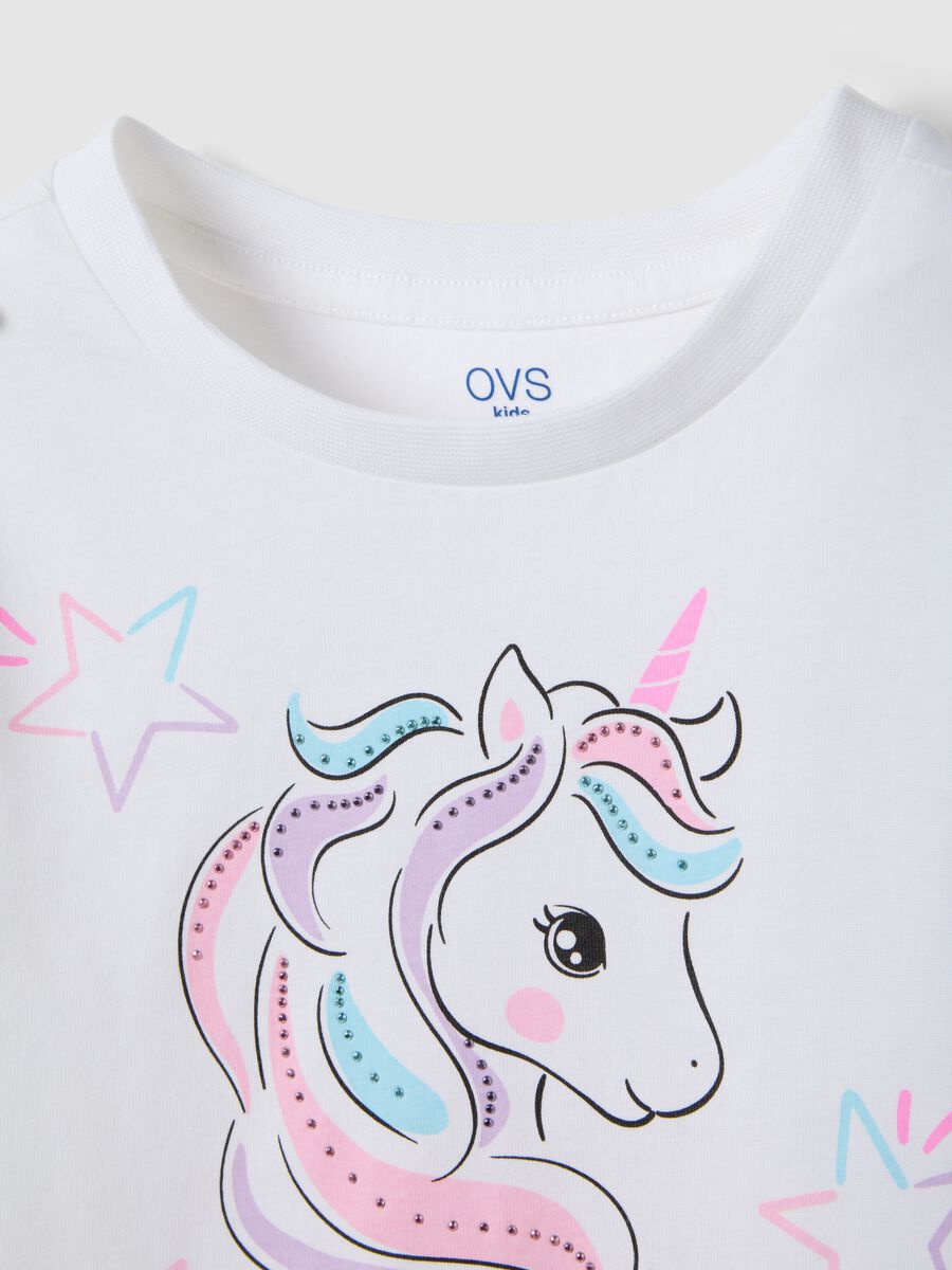 Girls' Regular Fit White Cotton T-shirt with Print_2