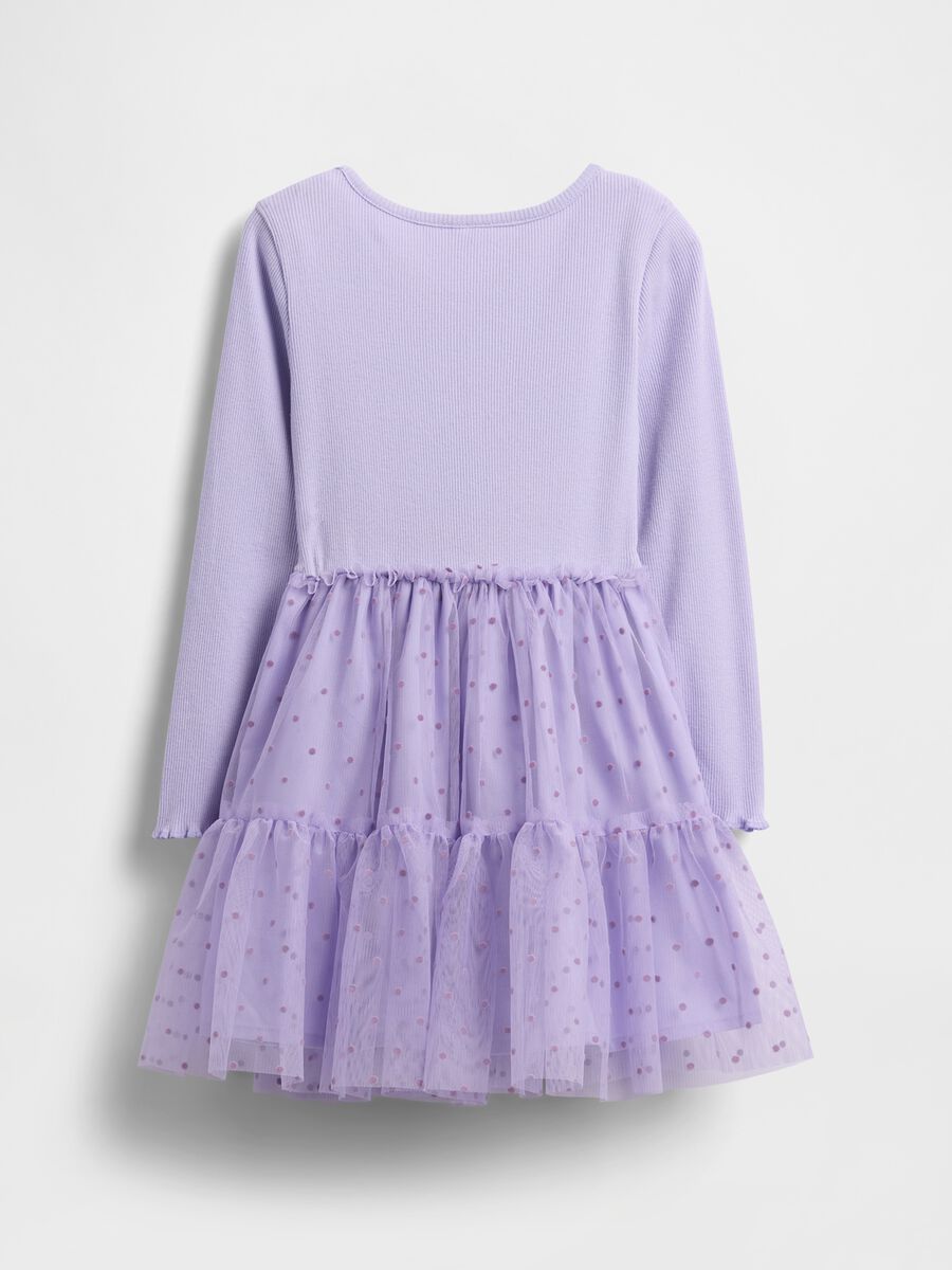 Purple dress in mixed materials with tulle_2