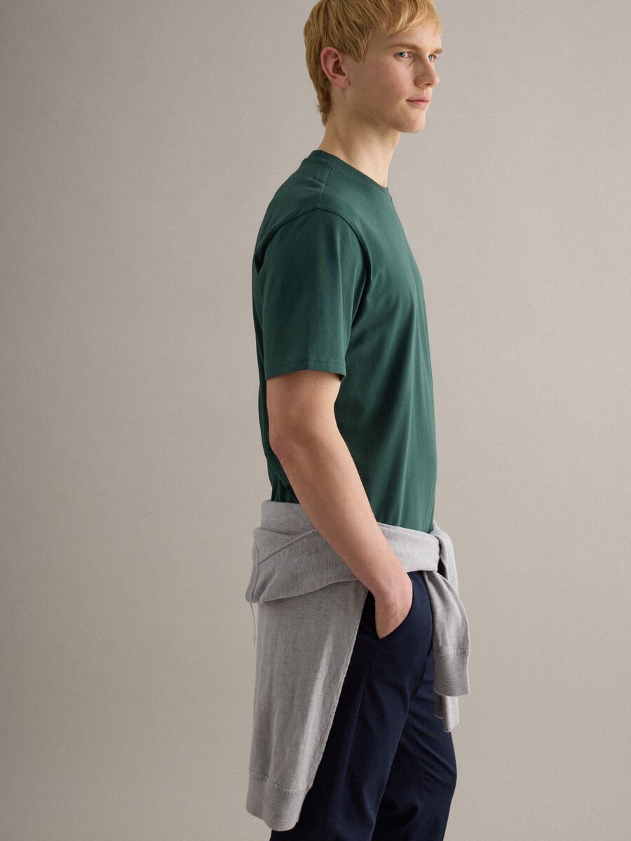 T-shirt girocollo in puro cotone verde relaxed fit_3