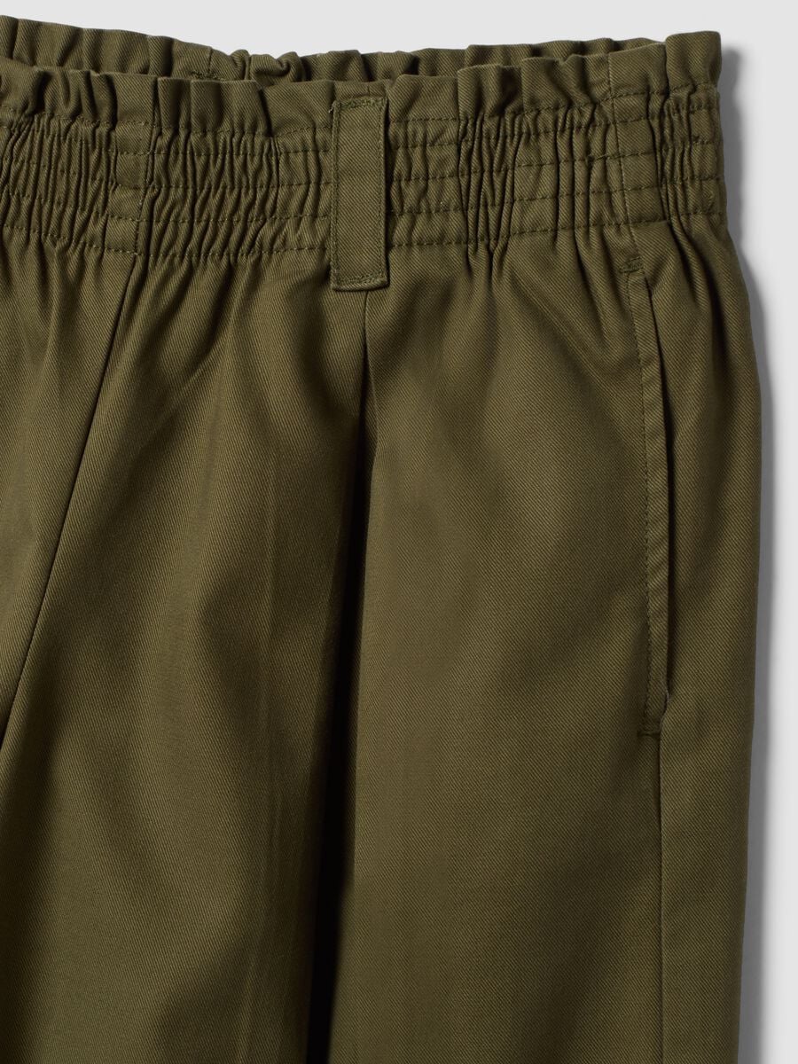 Pantaloni jogger verdi wide leg in misto cotone e lyocell per bambina_1