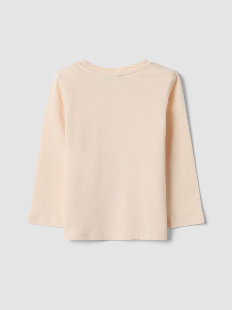 T-shirt beige in puro cotone organico con girocollo_1
