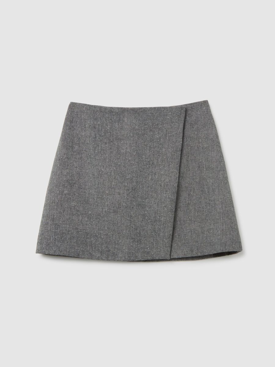 Regular fit grey wool blend skirt_4