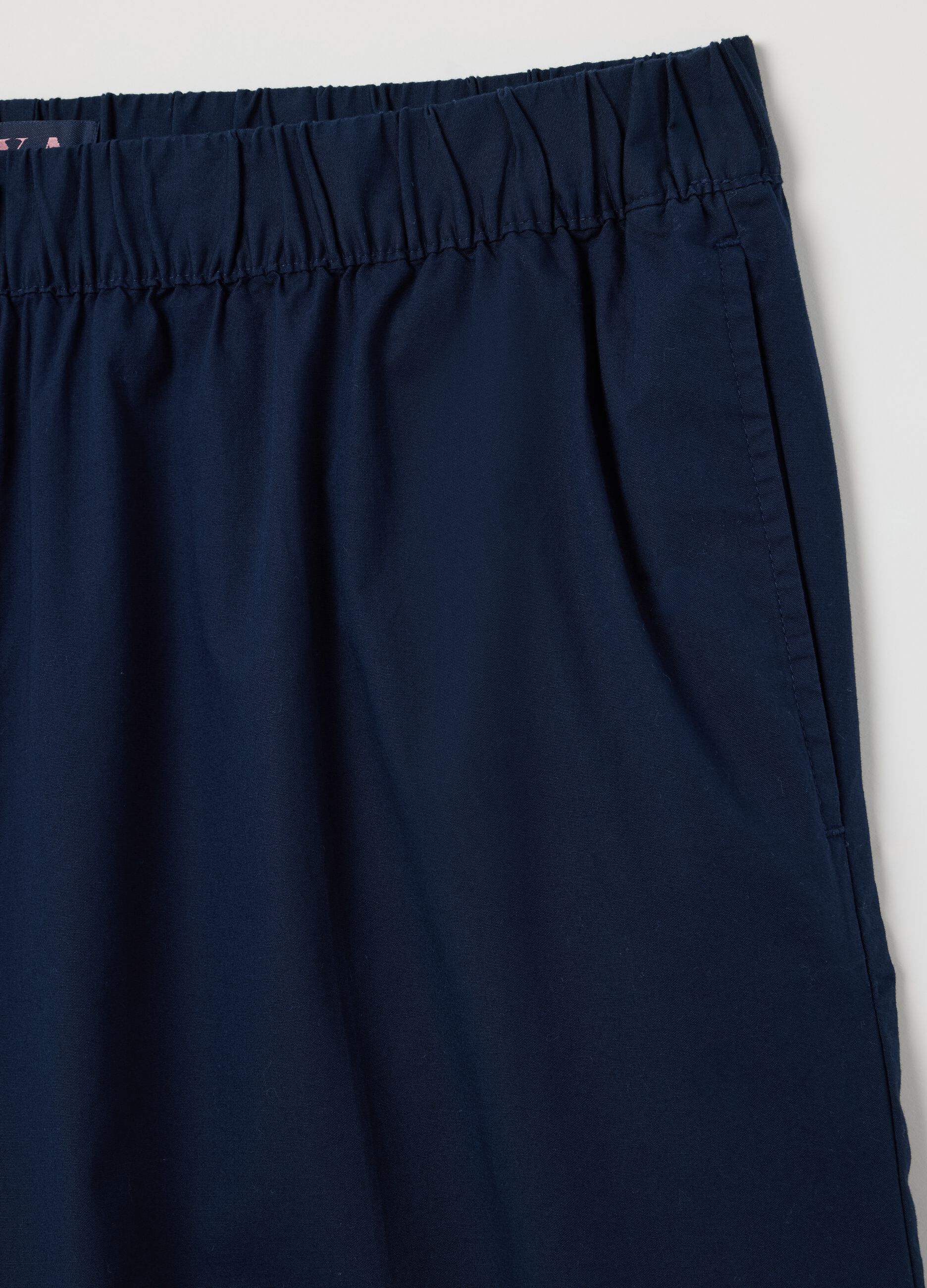 Wide Blue Stretch Cotton Trousers Mya