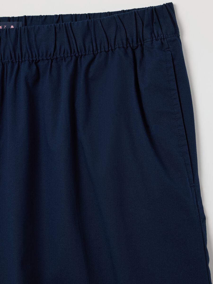 Wide Blue Stretch Cotton Trousers Mya_1