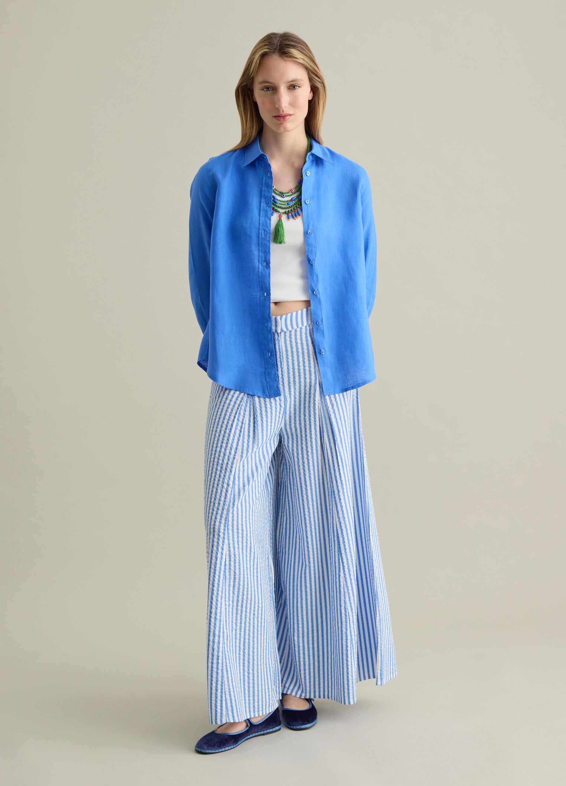 Light blue regular-fit shirt in linen