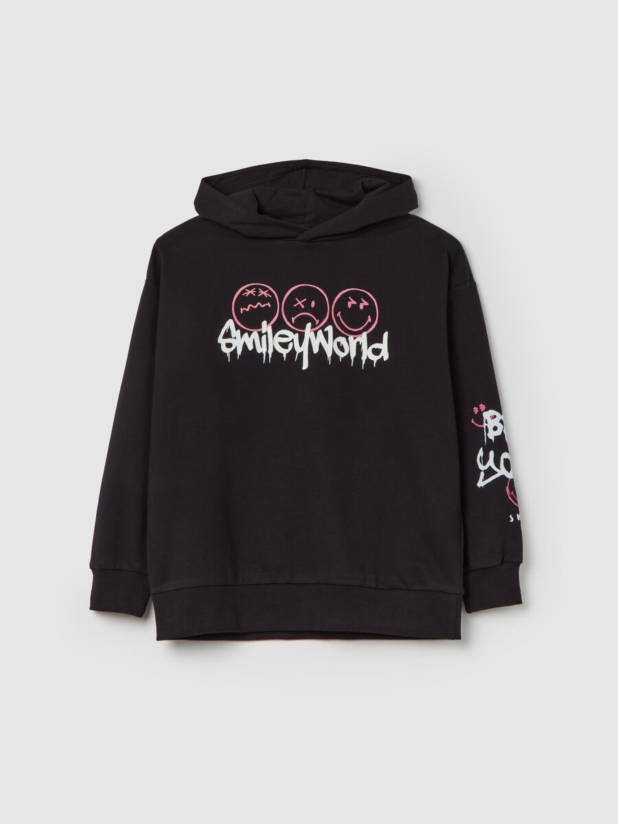 Sweatshirt with hood “Smiling World” print_3