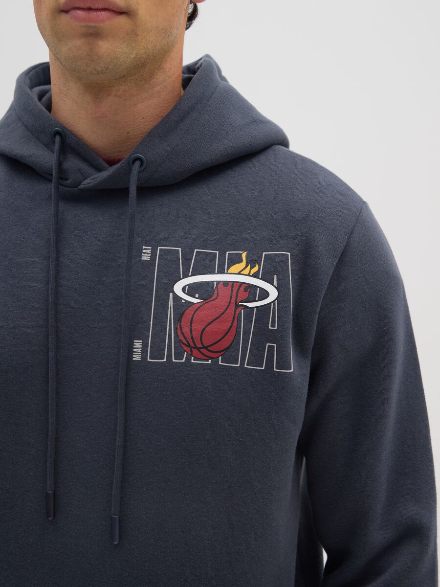 Blue Cotton Blend Hoodie with NBA Logo_3
