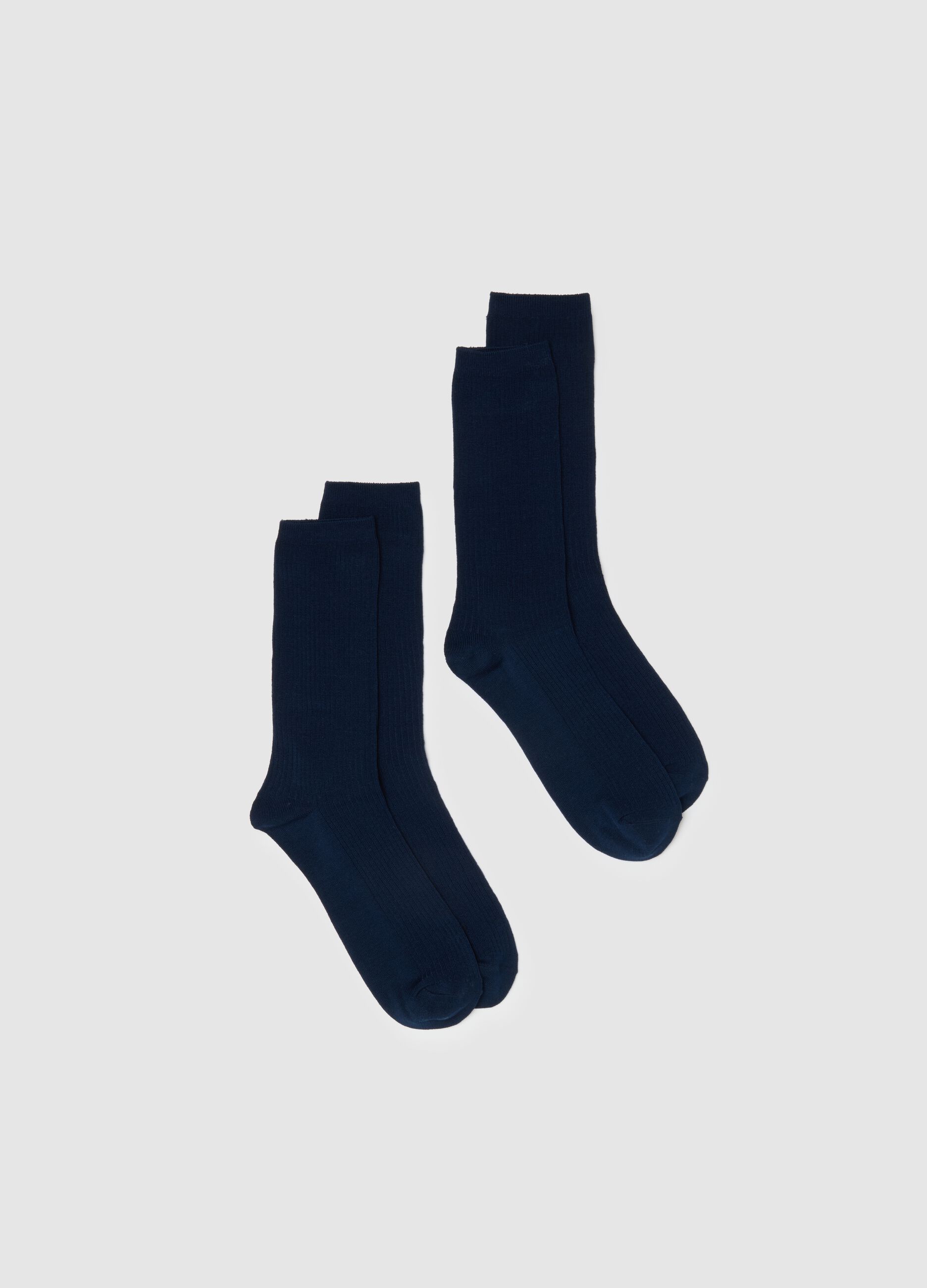 Twin Pack of Short Blue Cotton-Blend Socks with Comfortable Fit
