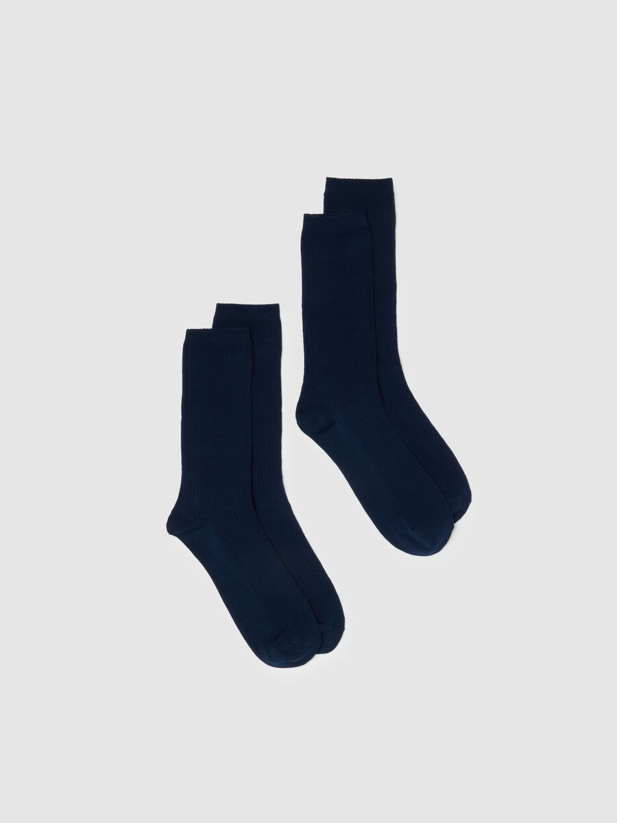 Twin Pack of Short Blue Cotton-Blend Socks with Comfortable Fit_0