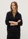 Black cotton blend hoodie regular fit with zip_0