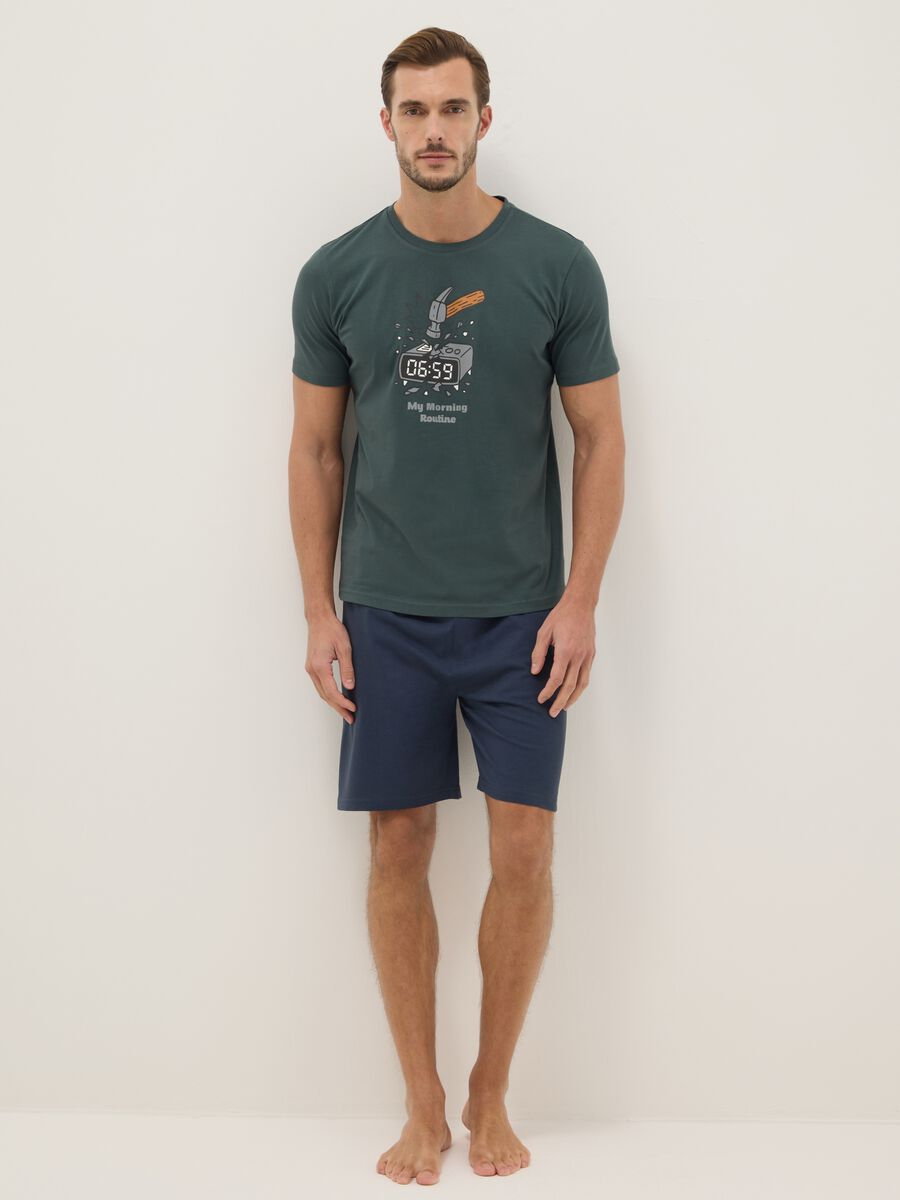Short pyjamas in pure multicoloured cotton regular fit with print_0