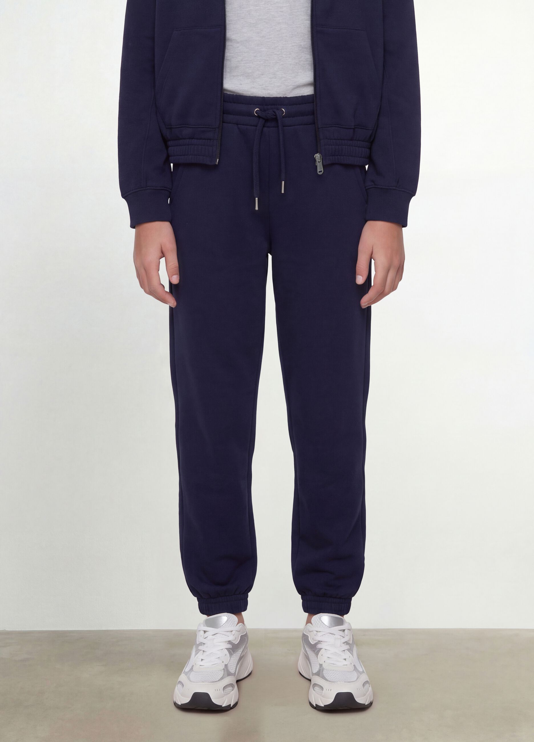 Blue organic cotton joggers, regular fit, for girls