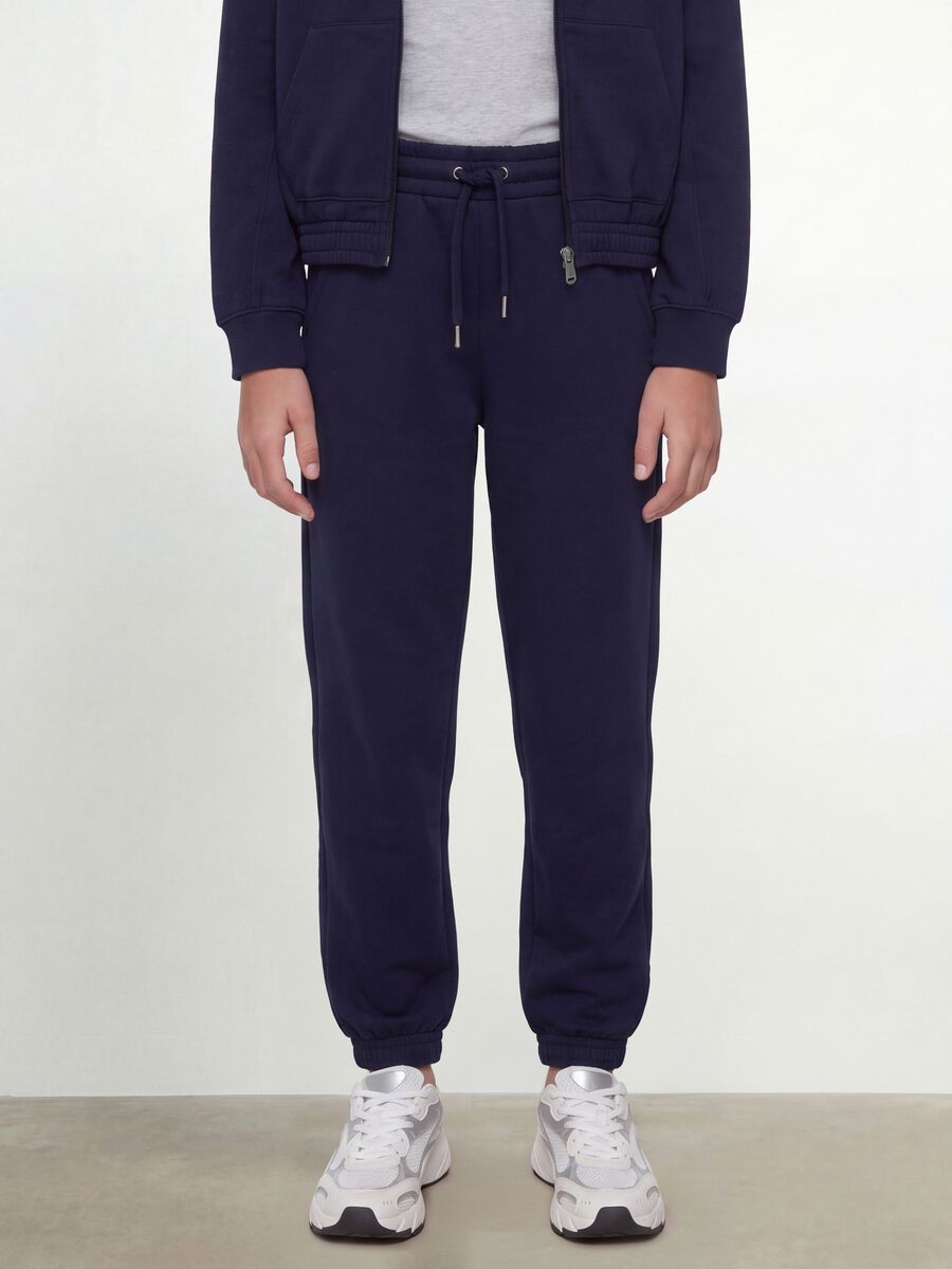 Pantaloni jogger blu in puro cotone organico regular fit per ragazza_1