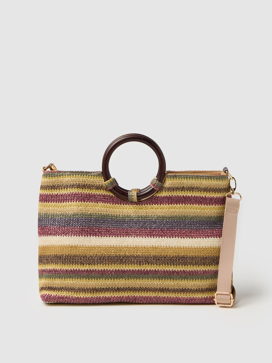 Women's multicolour handbag with circular handle_0