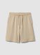 Beige cotton-blend regular-fit shorts with elasticated waist_4