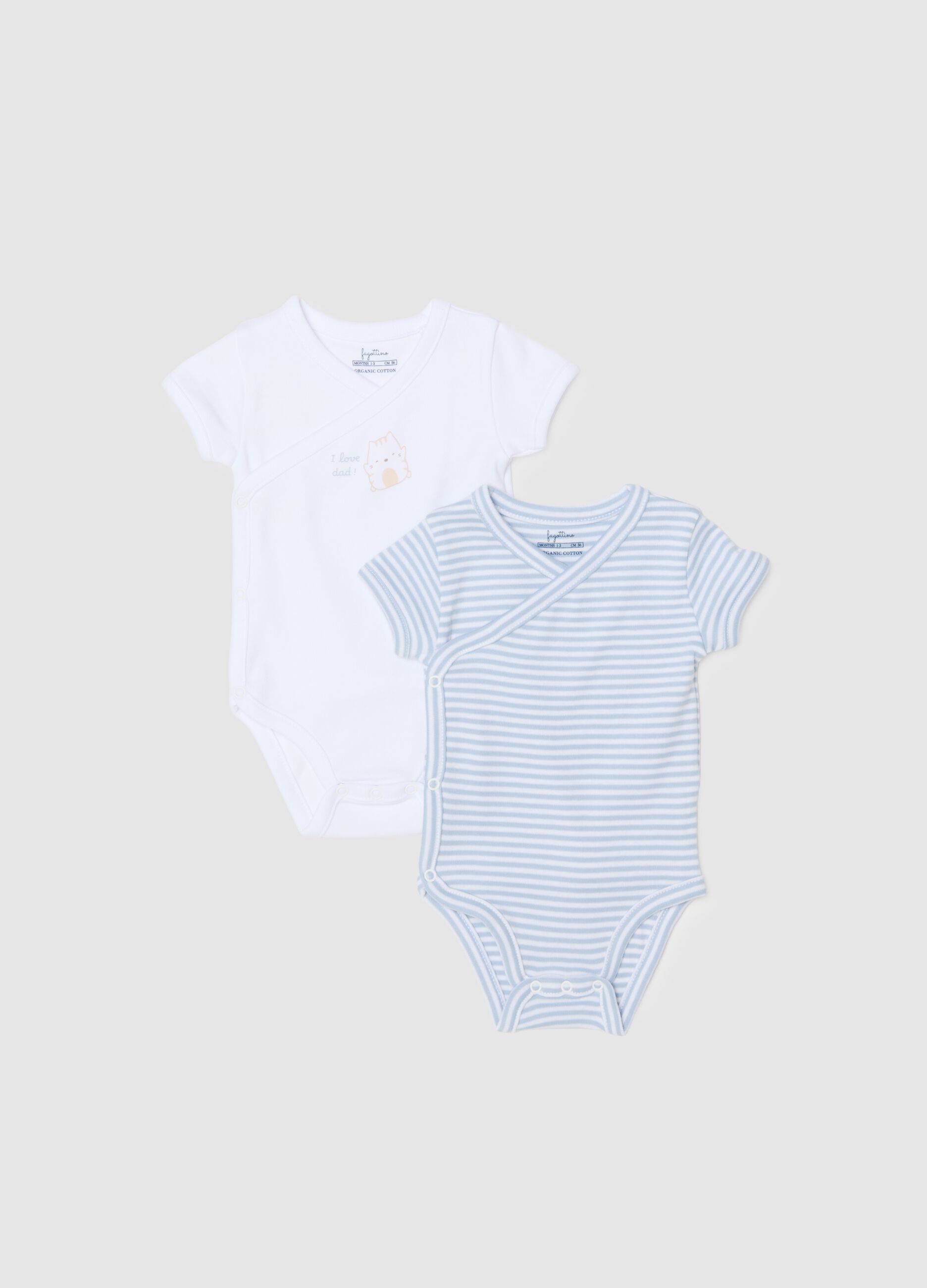 Multi-coloured short sleeve baby body twin pack in pure cotton