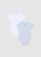 Multi-coloured short sleeve baby body twin pack in pure cotton_0