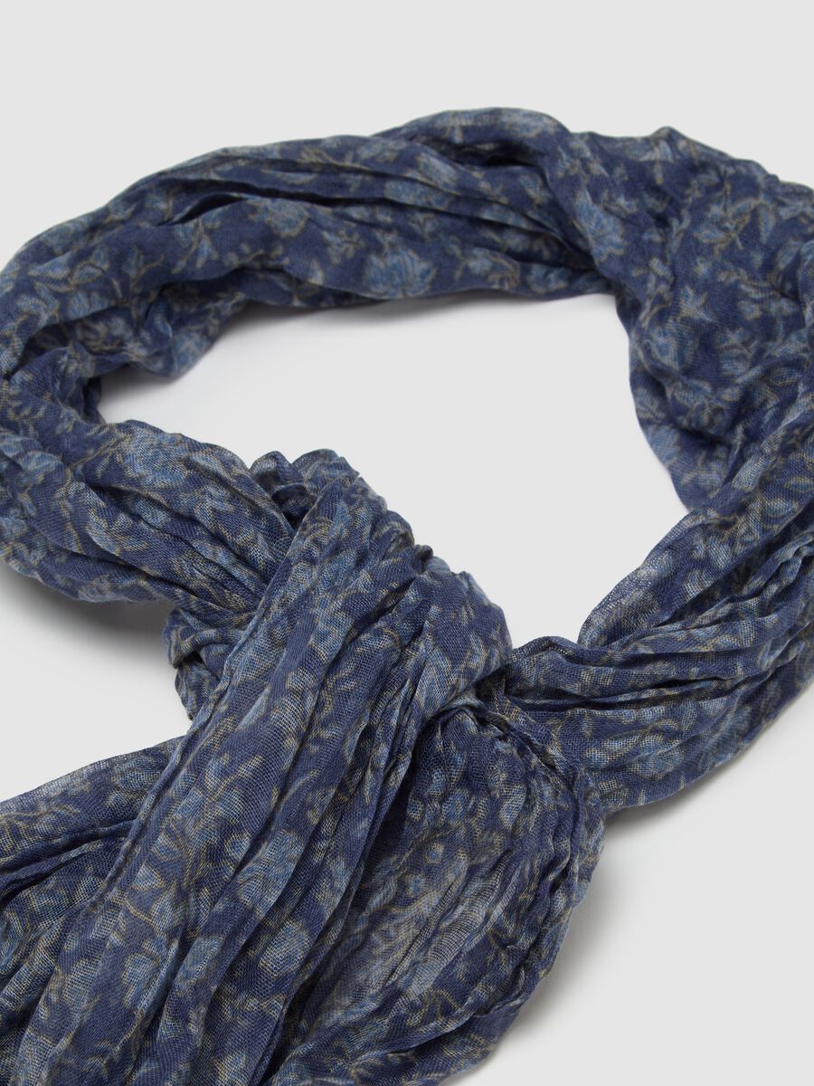Blue Scarf with Floral Pattern_2