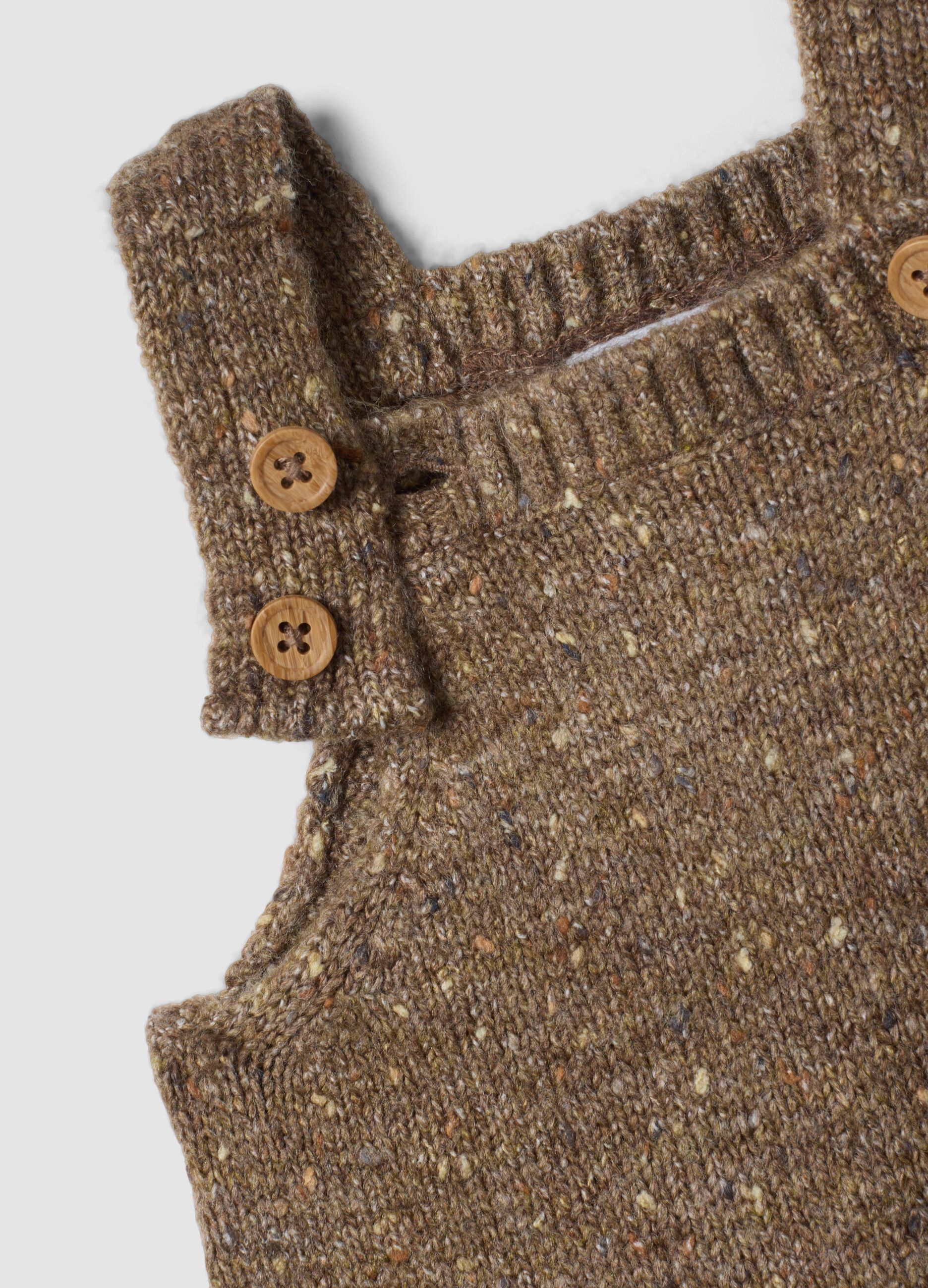 Salopette beige melange in tessuto elasticizzato