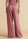 Pantaloni rosa palazzo in cotone elasticizzato a righe_2