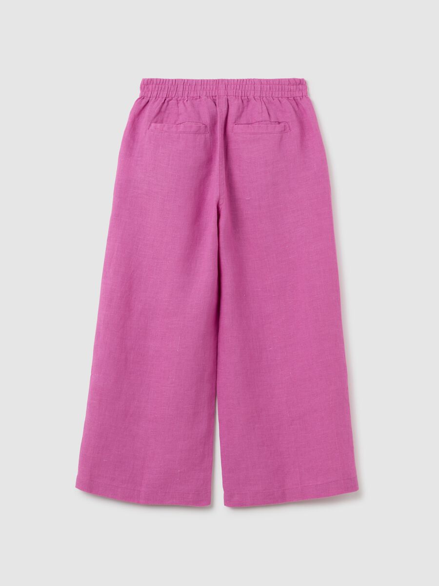 Girls' Pink Linen Wide Leg Trousers_1