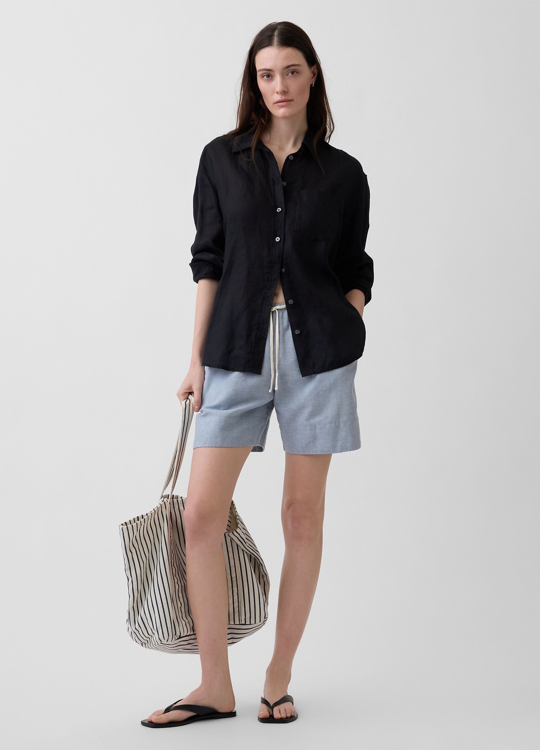Linen-blend shorts