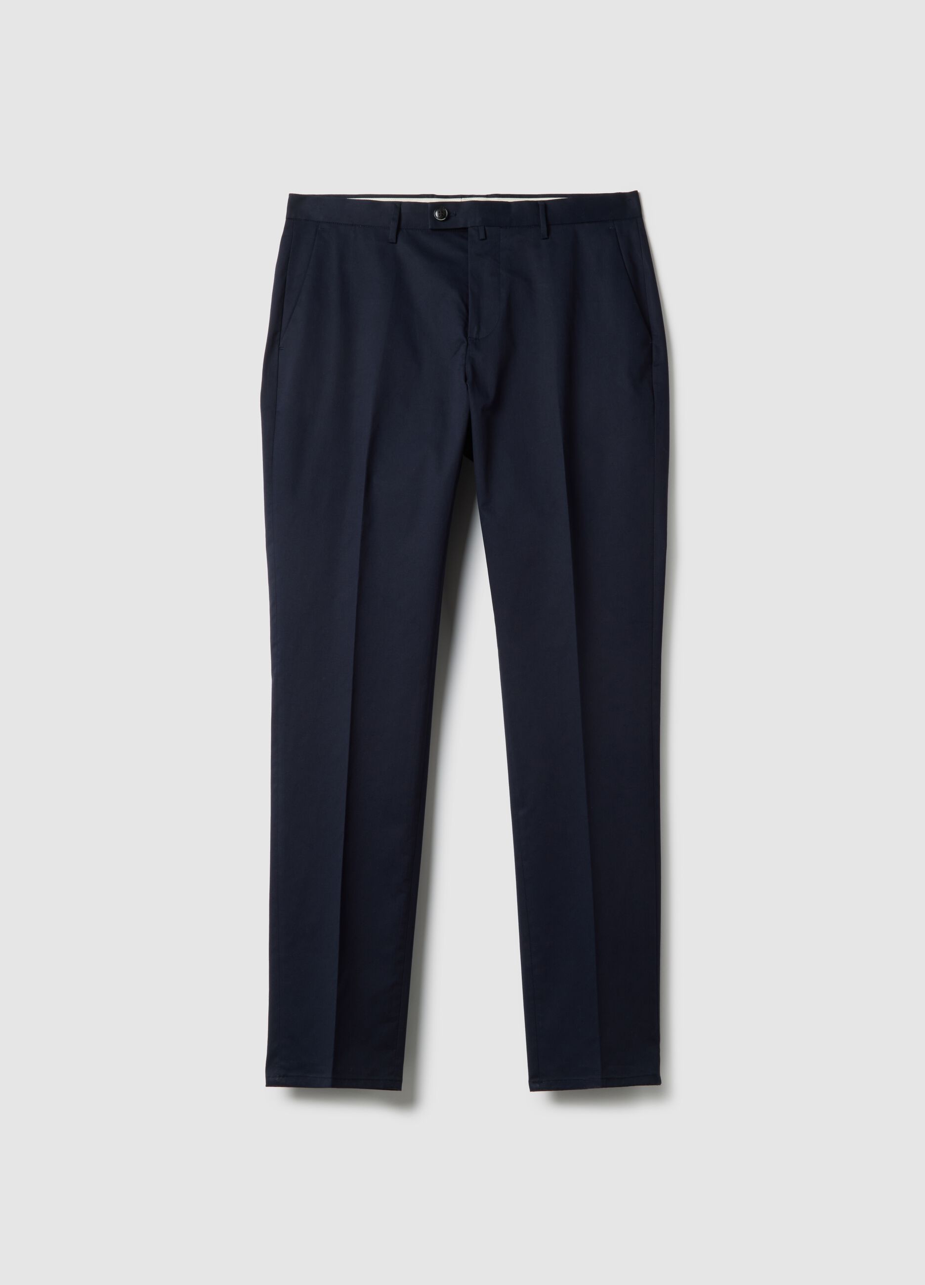 Pantaloni in cotone elasticizzato blu regular fit