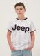 White boys&rsquo; sporty T-shirt with vertical stripes and Jeep logo_0