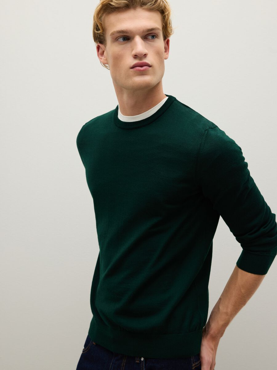 Green merino wool sweater regular fit_1