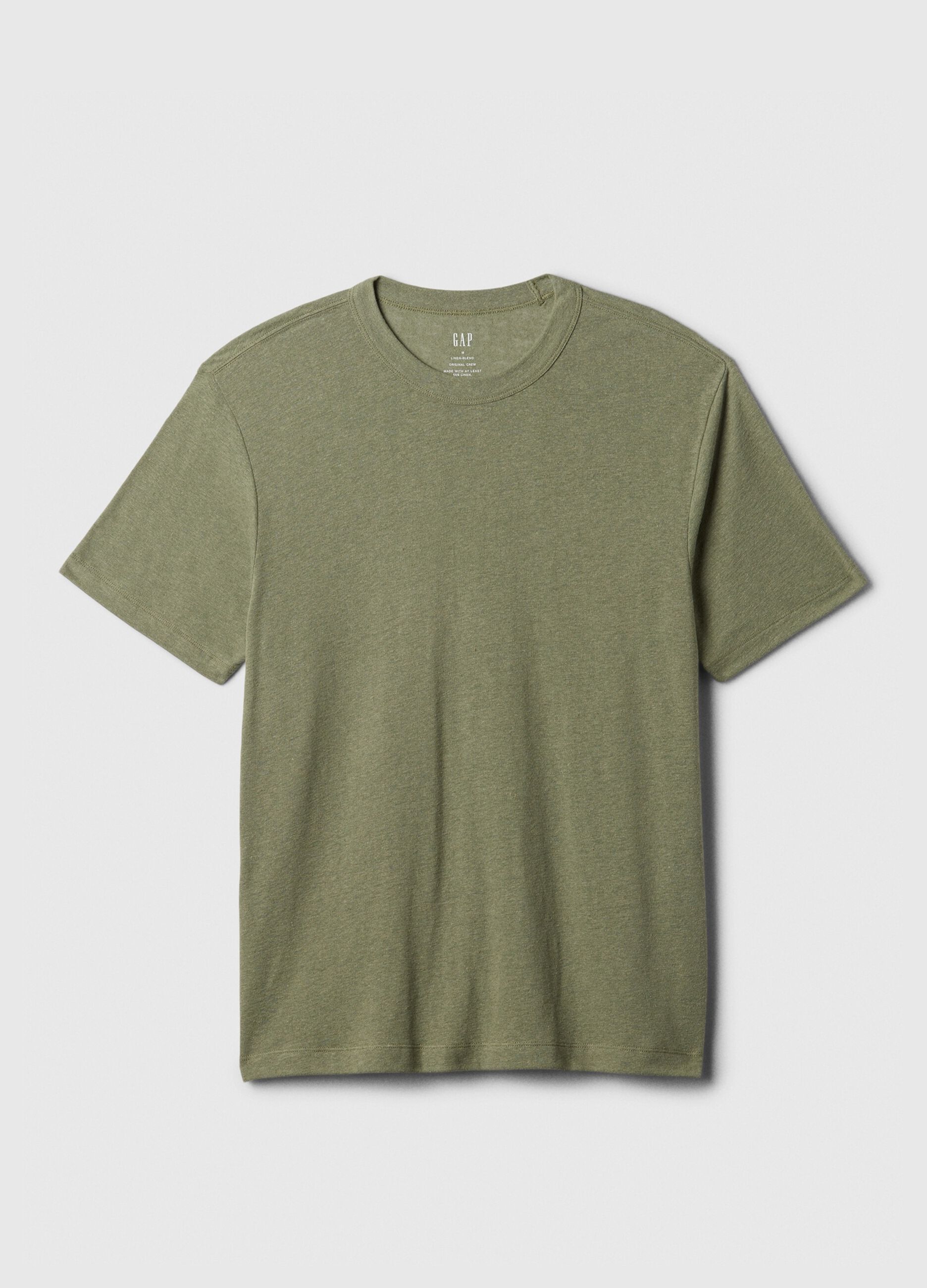 T-shirt girocollo in misto lino