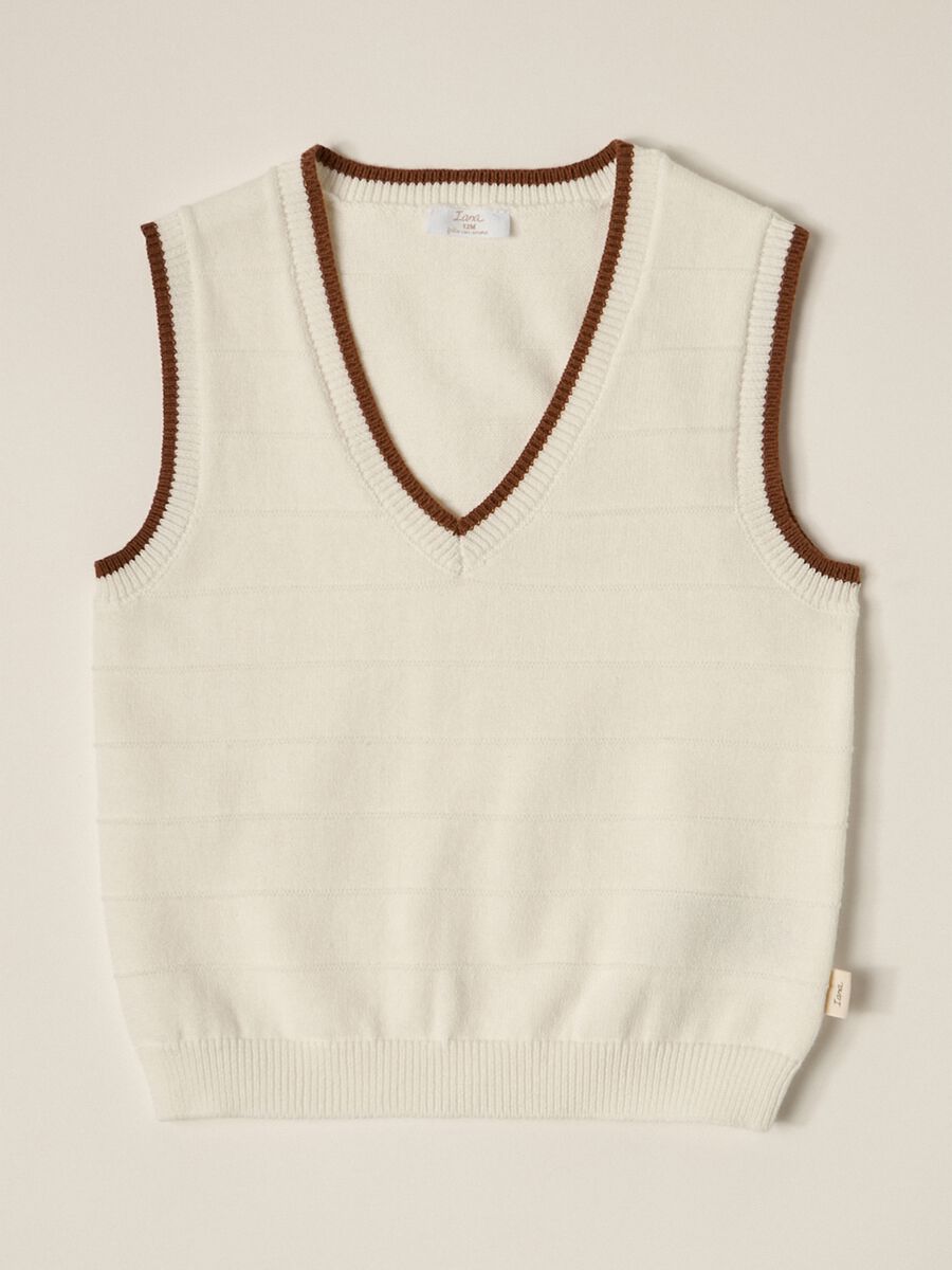 IANA newborn boy knit gilet in 100% cotton_0