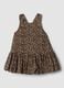Brown pure cotton dress with animal print, oversized fit_0