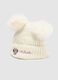 White wool blend girl's hat with pompom_2