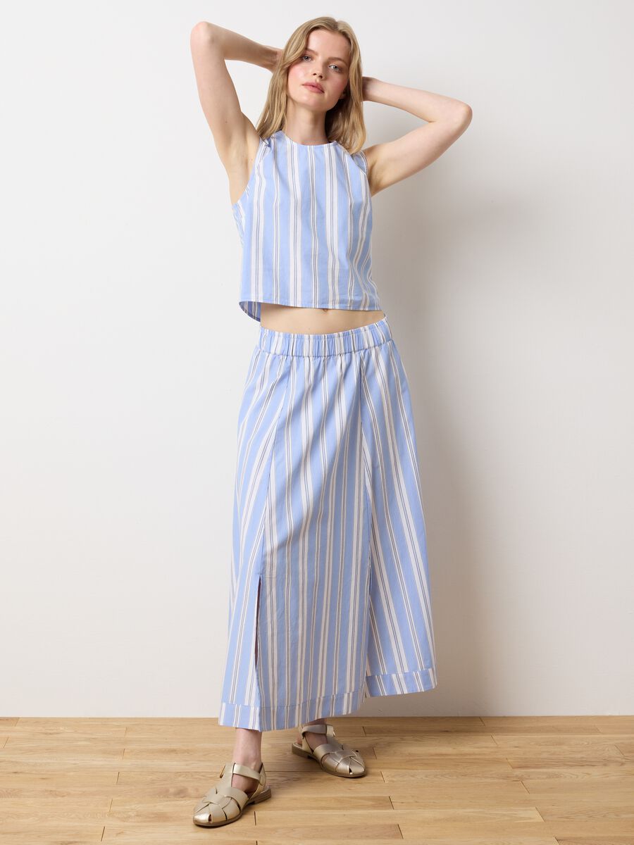 Ladies' midi skirt in pure multicolour cotton_0