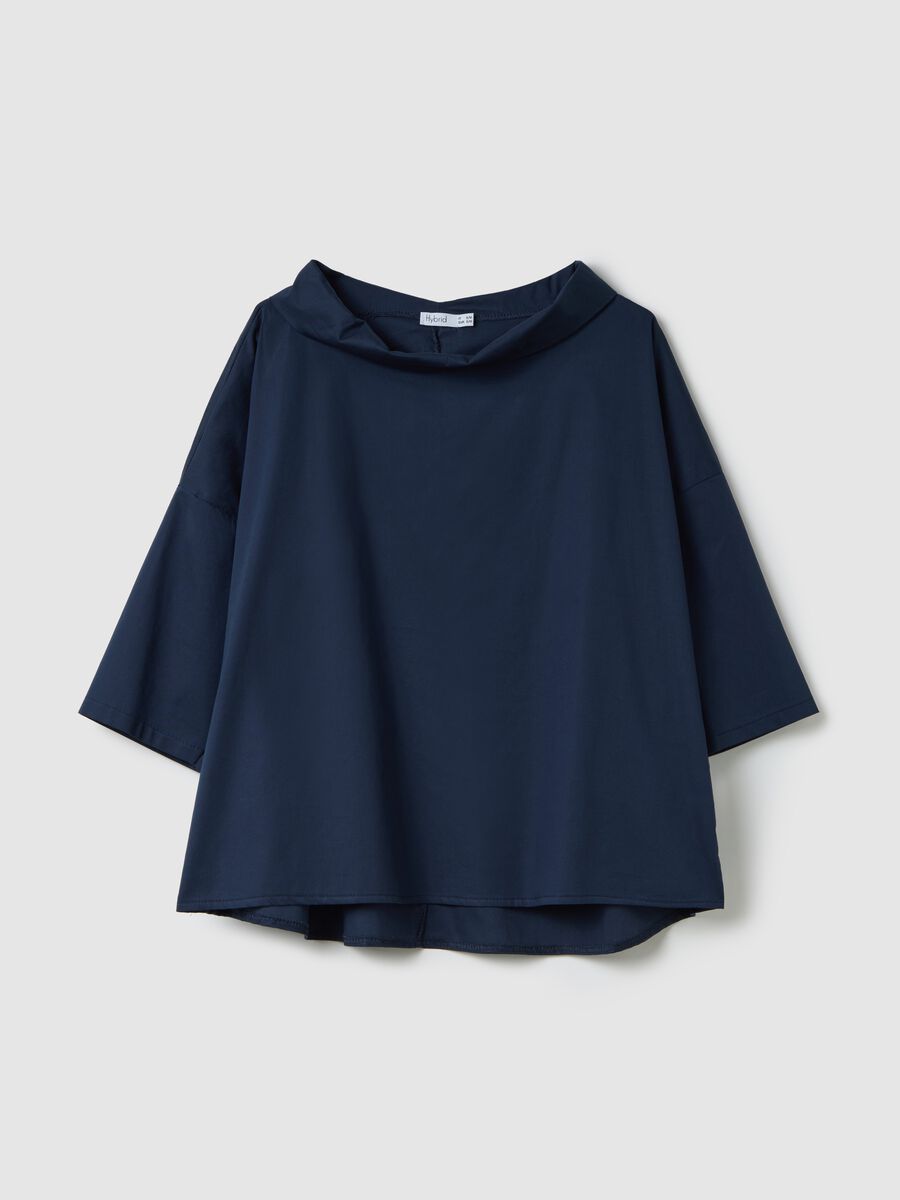 Long Sleeve Blue Top with Soft Neckline Hybrid_4