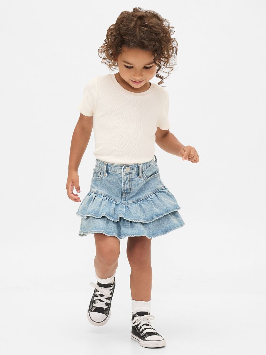 Denim skirt with ruffles for girls_0