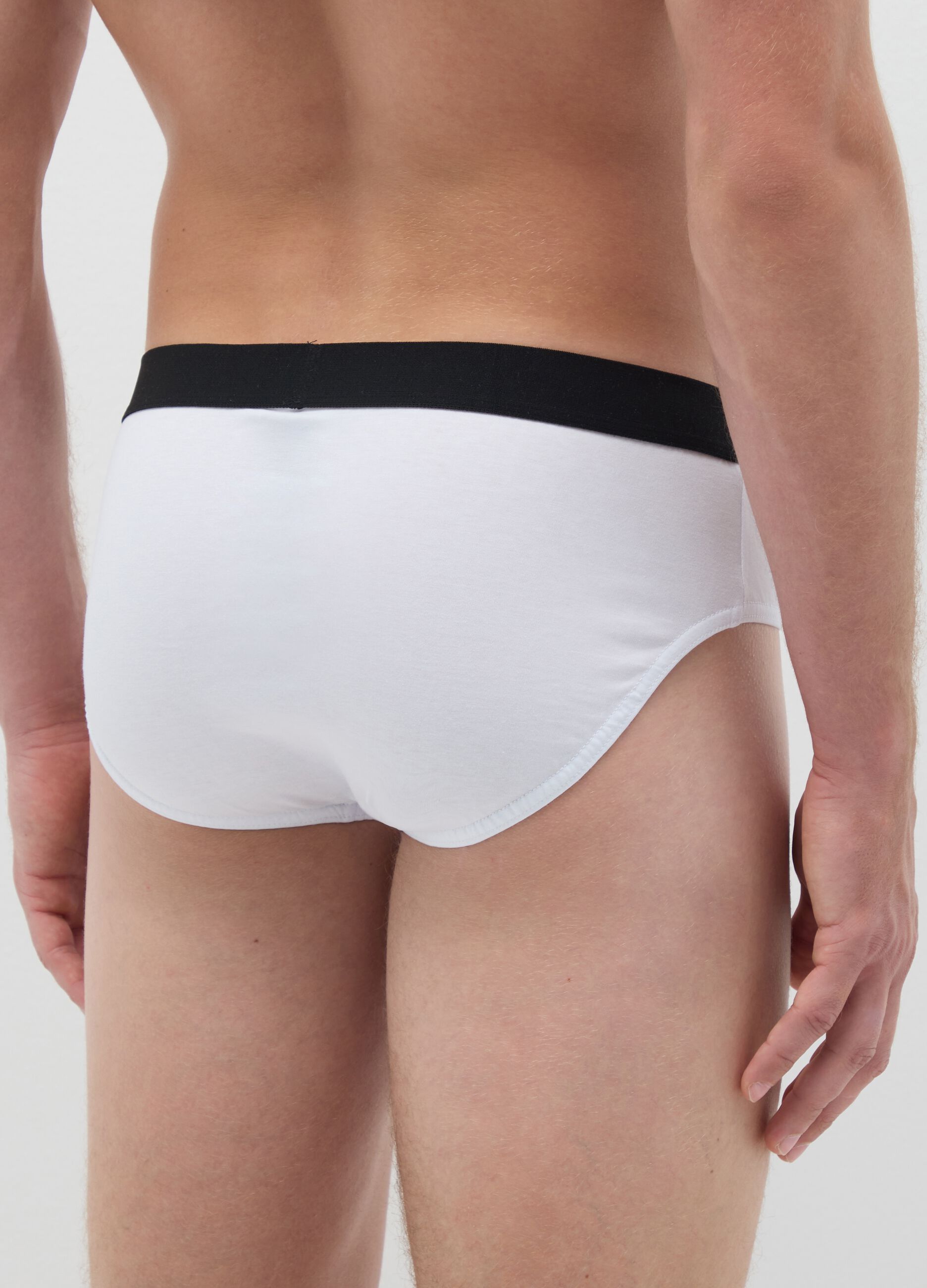 Set of white pure cotton regular fit briefs
